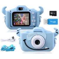 GREPRO Kinder Kamera, 2.0”Display Digitalkamera Kinder Geschenke für 3 4 5 6 8 7 9 Jahre Jungen und mädchen, 1080P HD Anti-Drop Fotoapparat Kinder für Weihnachten Spielzeug Blau