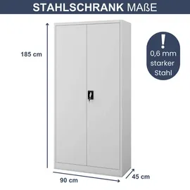 Jan Nowak Mehrzweckschrank 185 x 90 x 45 cm Grau