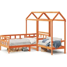 vidaXL Tagesbett Set mit Dach Wachsbraun 80x200 cm Massivholz Kiefer