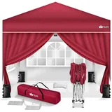 tillvex Pavillon tillvex® Pavillon 3x3m Wasserdicht Gartenzelt Faltpavillon Partyzelt, (3x3m wasserdicht, Pop-Up Faltpavillon höhenverstellbar, Partyzelt mit Tasche für Garten), Einfacher Aufbau in Minuten rot
