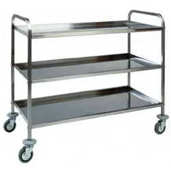 Fimar Edelstahl-Servierwagen - 3 Edelstahl-Etagen 80x50 cm - Abmessungen 91x57x96(h) cm - Räder ø125 mm