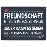 Trendaffe Metallschild XL mit Herz Motiv und Spruch: Freundschaft