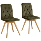 Esszimmerstuhl ANDAS "Rania", grün (moos, eiche weiß), B:45cm H:91cm T:55cm, Stühle, Esszimmerstuhl, im 2er/4er/6er Set, Massivholzbeinen