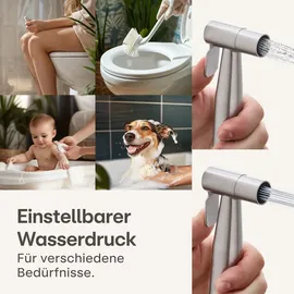 Praknu Handbrause - Duschkopf mit Halterung - Inkl. 2 Dichtungen - Rostfrei - Einfache Montage - Intimdusche - WC Brause Set