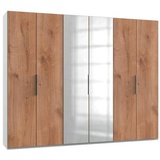 WIMEX Level 300 x 236 x 58 cm Plankeneiche Nachbildung/weiß mit Spiegeltüren