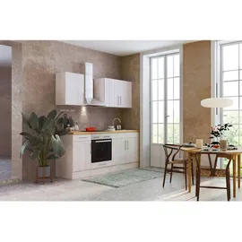 Respekta Küchenzeile Anton 210 cm E-Geräte lärche weiß nachbildung