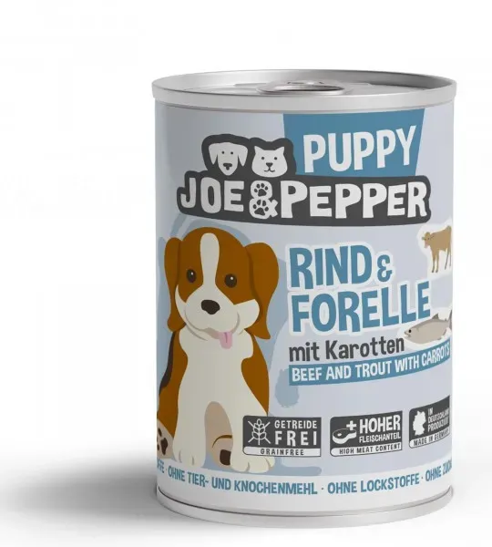 Joe & Pepper Dog Puppy Rind & Forelle 400g Welpenkost