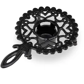 Relaxdays Stövchen, für Tee- & Kaffeekannen, Gusseisen, für 1 Teelicht, antikes Design, rustikaler Teewärmer, schwarz