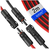 HB-DIGITAL 2x 2m Paar Solarkabel 4mm2 Solarstecker Verlängerungskabel rot/schwarz Solarkabel, Solarstecker, (400 cm), TÜV Rheinland zertifizierte PV Kabel 4mm2 für Solaranlagen Ø 4 mm