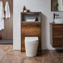 Moderne Toilettenverkleidung mit Ablage, Dunkle Eichenoptik mit LED Option - Hudson Reed