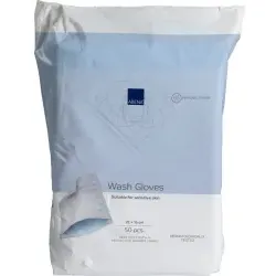 ABENA® Waschhandschuh für die Körperpflege, für empfindliche Haut 1999918642 , 1 Packung = 50 Waschhandschuhe, Farbe: blau