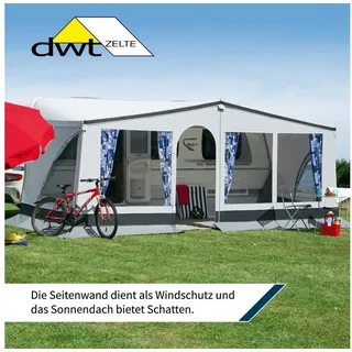 dwt Wohnwagen Vorzelt Easy Winner, Reisezelt für Wohnwagen, leichtes Reisezelt mit herausnehmbaren Seitenwänden, Größe:Gr. 8 Umlaufmaß 761-790 cm