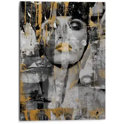 Wandbild REINDERS "Aluminium Wandbild Kraftvolle Frau Frau - Freiheit - Modern - Kräftig", gold (farbe bild(er): goldfarben), B:50cm H:70cm, Aluminium, Bilder