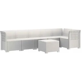 vidaXL 6-Sitzer Garten Sofa Rattan Look 0 x 0 x 0 cm Weiß