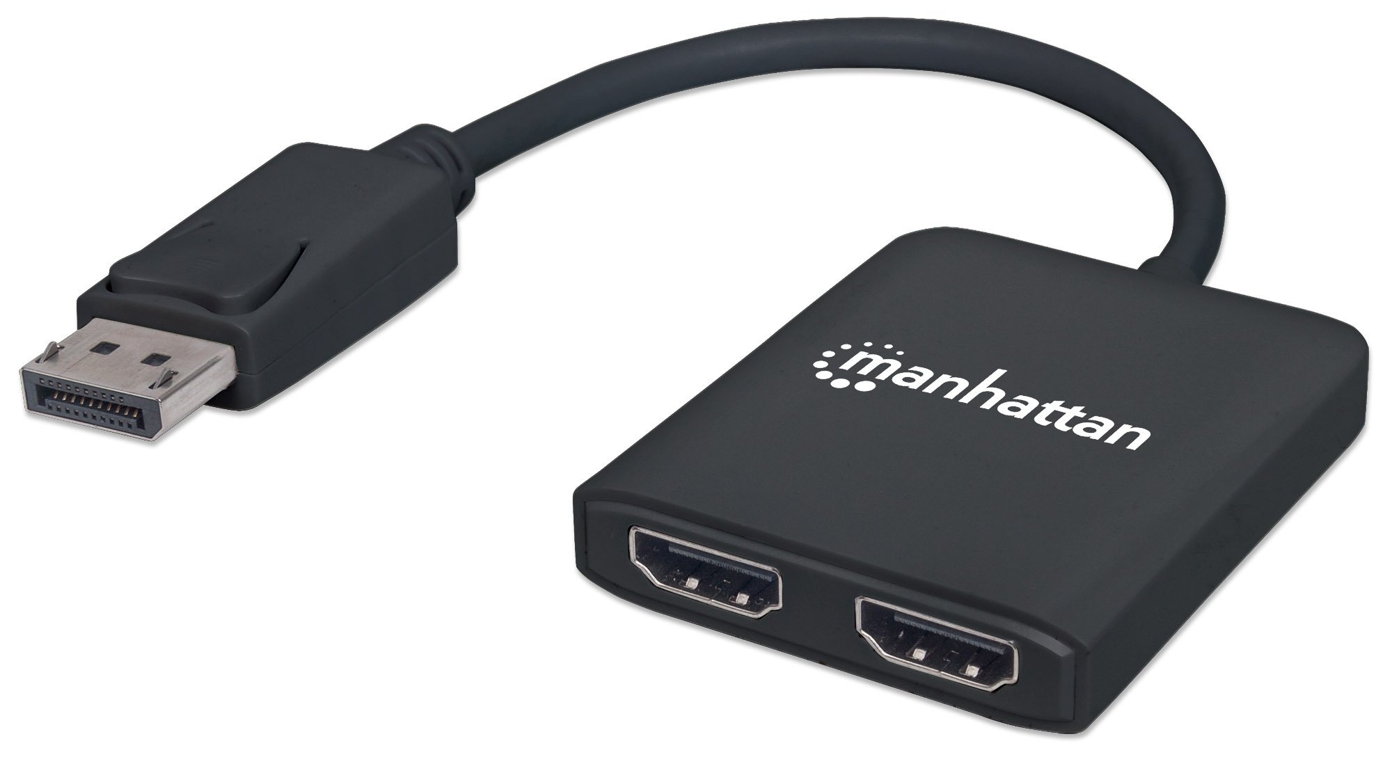 Manhattan-Products DisplayPort auf HDMI - Display Port Splitter zu 2 Ports HDMI, MST-Hub, Switch mit 4K@30Hz Auflösung, Plug&Play, Zubehör - Schwarz