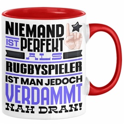 Trendation Tasse Rugbyspieler Geschenk Tasse Lustige Geschenkidee für Rugbyspieler Gebu rot