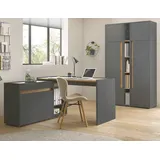 furn.design Schreibtisch Center (Büromöbel-Set in grau mit Wotan Eiche, Komplett-Set 6-teilig), mit viel Stauraum grau