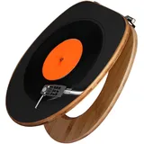 Banjado Design WC Sitz Bambus Toilettendeckel Toilettensitz Bambus Holz Klodeckel WC-Sitz Universal Scharnieren Motiv Plattenspieler