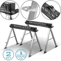 STAHLWERK Arbeitsbock Metall 105,50 cm / 60 cm schwarz 2er Set 500 kg