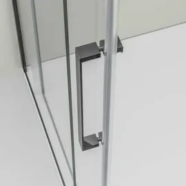 Bernstein Dx906 Flex Eckdusche mit Schiebetür 100 x 100 cm schwarz matt Echtglas inkl. Duschtasse