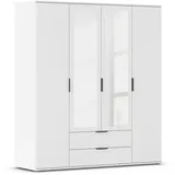 Rauch Möbel Essea, Drehtürenschrank, Kleiderschrank, Garderobe, Schrank, Kleiderschrank weiß, 4-türig, 2 Spiegeltüren, 2 Schubkästen, Spiegel/Glas teilaufgelegt, Farbe Alpinweiß, 168x188x52cm