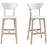 miliboo 41053 Barhocker skandinavisch Weiß und Holz 75 cm 2er-Set leena