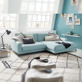 KAWOLA Ecksofa Cara Cord Recamiere links hellblau