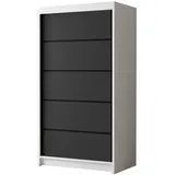 silape Sofnet Schwebetürenschrank, Weiß, Schwarz, Holzwerkstoff, Rechteckig, 100x200x58 cm Schlafzimmer, Kleiderschränke, Schwebetürenschränke