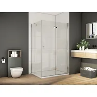 Meykoers Duschkabine 120x90cm Duschabtrennung Duschtür mit Seitenwand, Duschwand Glas Duschtrennwand Falttür 6mm ESG Sicherheitsglas Höhe 185cm,... - Transparent