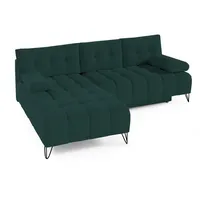 MOEBLO Ecksofa BRODY, Elegante Ecke Couch Schlafsofa Wohnlandschaft Loungesofa Bettzeugablage L-förmiges Wohnzimmergarnitur Sofagarnitu - (BxHxT): 245x94x176 cm, mit Schlaffunktion und Bettkasten grün