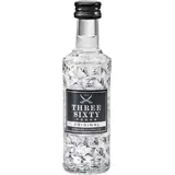 THREE SIXTY VODKA ,Diamond filtrated Vodka ,In der einzigartigen Facettenschliff-Flasche ,Ein ungewöhnlich mildes und weiches Geschmacksprofil ,0,04L ,37,5%