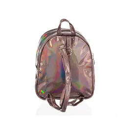 Cepewa trendiger Damen Mini-Rucksack Metallic Grau/Rosa