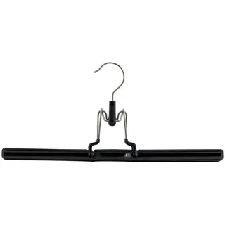 MAWA Kleiderbügel Klemmbügel, rutschhemmend, drehbarer Haken, für Hosen/Röcke, 10 Stück schwarz 36 cm
