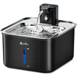 DownyPaws Katzenbrunnen Edelstahl Kabellos, Trinkbrunnen für Katze Edelstahl mit Bewegungsmelder und batteriebetrieben, Himmels Schwarz