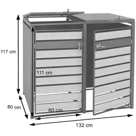 Mendler Mülltonnenverkleidung HWC-J81 50 kg braun