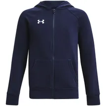 Under Armour Rival Fleece Full Zip Hoodie Sweatshirt, Midnight Navy 410 / White 100 - 10-12 Jahre