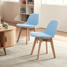 [en.casa] Kinderstuhl - Kindertisch, Elvdal 2er Set gepolstert Himmelblau