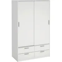 VCM Schiebetürenschrank mit 2 Türen und 4 Schubladen, weiss.