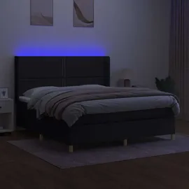 vidaXL Boxspringbett mit Matratze & LED Schwarz 180x200 cm Stoff
