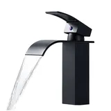 Auralum Max Waschtischarmatur Wasserfall Wasserhahn Badarmatur Waschbecken Mischbatterie Waschtisch Armatur Schwarz 18.3 cm