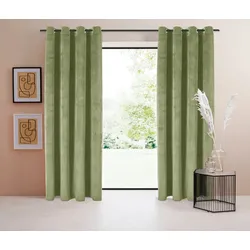Vorhang "Samt Ladina" Gr. 3, grün, B:140cm H:225cm, Polyester, Recyceltes Material, LEGER HOME BY LENA GERCKE, Gardinen, Vorhang, blickdichter Vorhang, Samt Vorhang