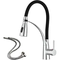 Heable Wasserhahn Küche mit 2 Funktionen Brause, Küchenarmatur mit Ausziehbarer Brause, 360° Drehbare Mischbatterie Küche Schwarz, Spültischarmatur Küche aus Messing