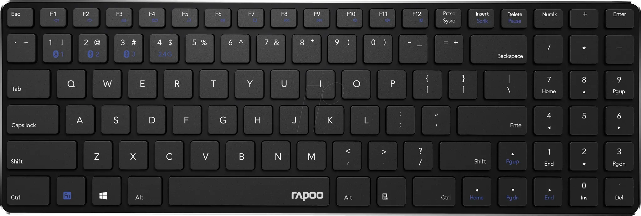 Preisvergleich Produktbild RAPOO E9100M SW - Funk-Tastatur, Bluetooth, schwarz, DE