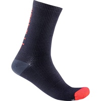 Castelli Men's Bandito Wool 18 Sock, Savile Blue/RED, L/XL
