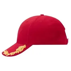 6 Panel VIP Cap MB6121 mit Eichenlaub-Stickerei, rot, Einheitsgröße - rot