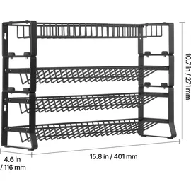 Vevor abnehmbares Gewürzregal 4-stöckiger Gewürzhalter Organizer, stapelbarer Gewürzständer (401 x 116 x 271 mm), Küchenaufbewahrung für Arbeitsplatte, Küchen-Vorratsschrank, Speisekammer Schwarz