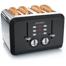 Arendo - Automatik Toaster 4 Scheiben in Edelstahl - bis zu vier Sandwich und Toast-Scheiben - Bräunungsgrad 1-6 - Aufwärm- und Auftaufunktion