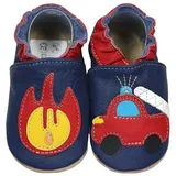 HOBEA-Germany Krabbelschuhe Feuerwehr mit Feuer 22/23 (11⁄2 - 2 Jahre) Krabbelsohle