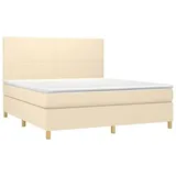 vidaXL Boxspringbett mit Matratze Creme 180x200 cm Stoff