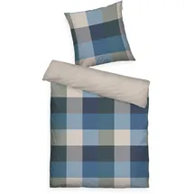 Herding TOM TAILOR Flanell-Bettwäsche, 80x80 cm + 135x200 cm, 100% Baumwolle/ Flanell, Mit Wendemotiv und farbigem Markenreißverschluss, BOLD MOSAIC Blau, Grün (Navy & Forest)